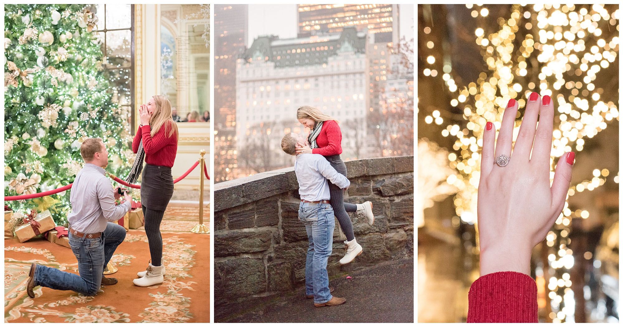 surprise christmas proposal at the plaza in nyc ny photographer