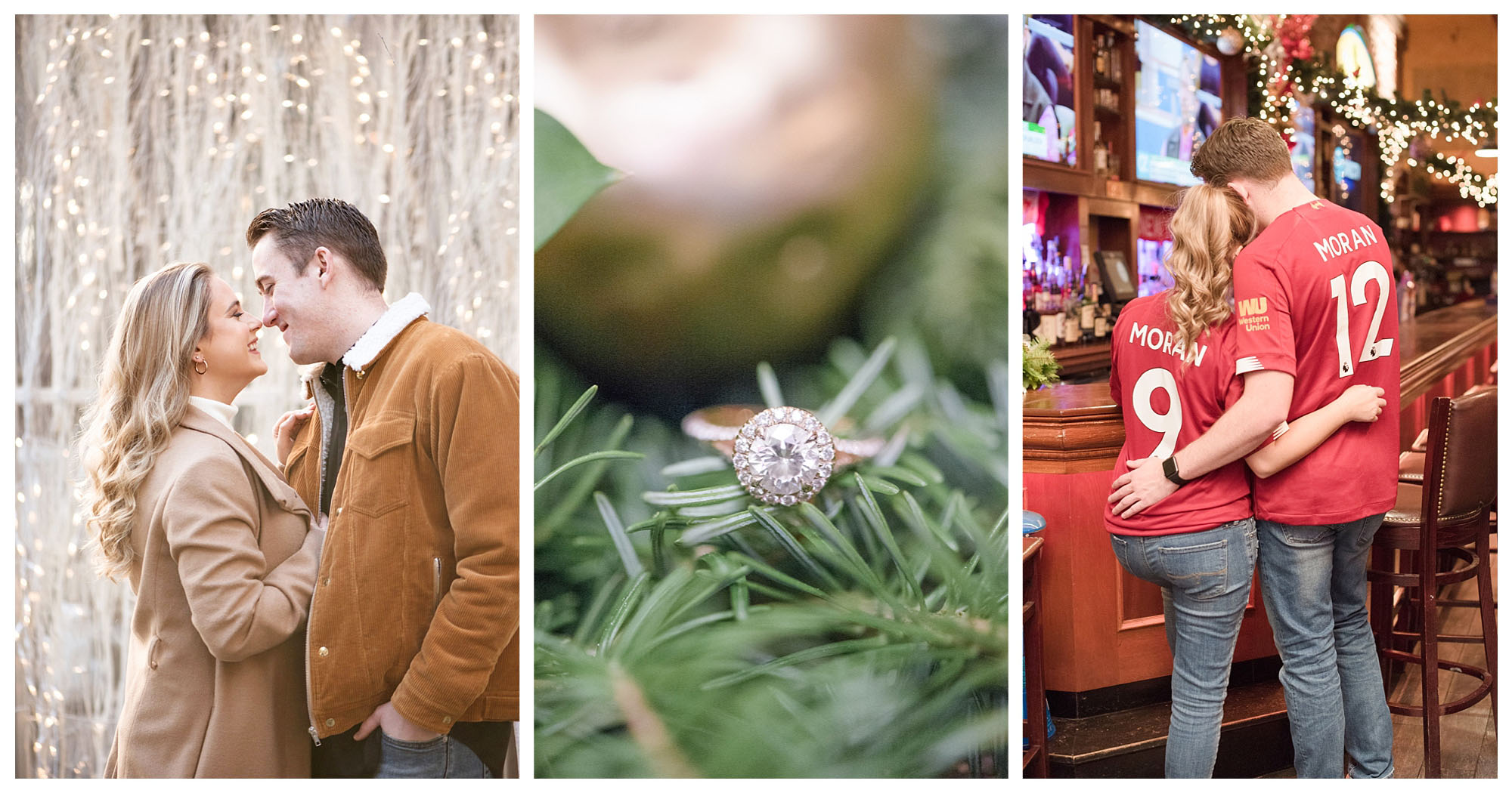 liverpoole soccer engagement session winter christmas bryant park nyc