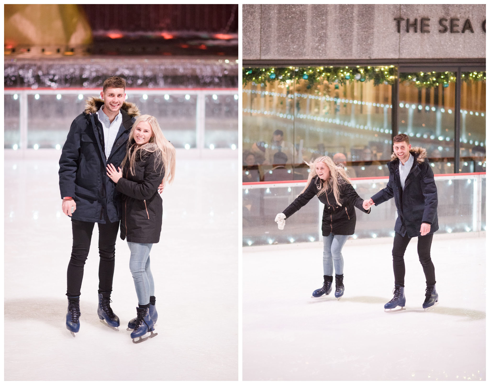 rockefeller center ice rink christmas tree surprise proposal nyc photographer
