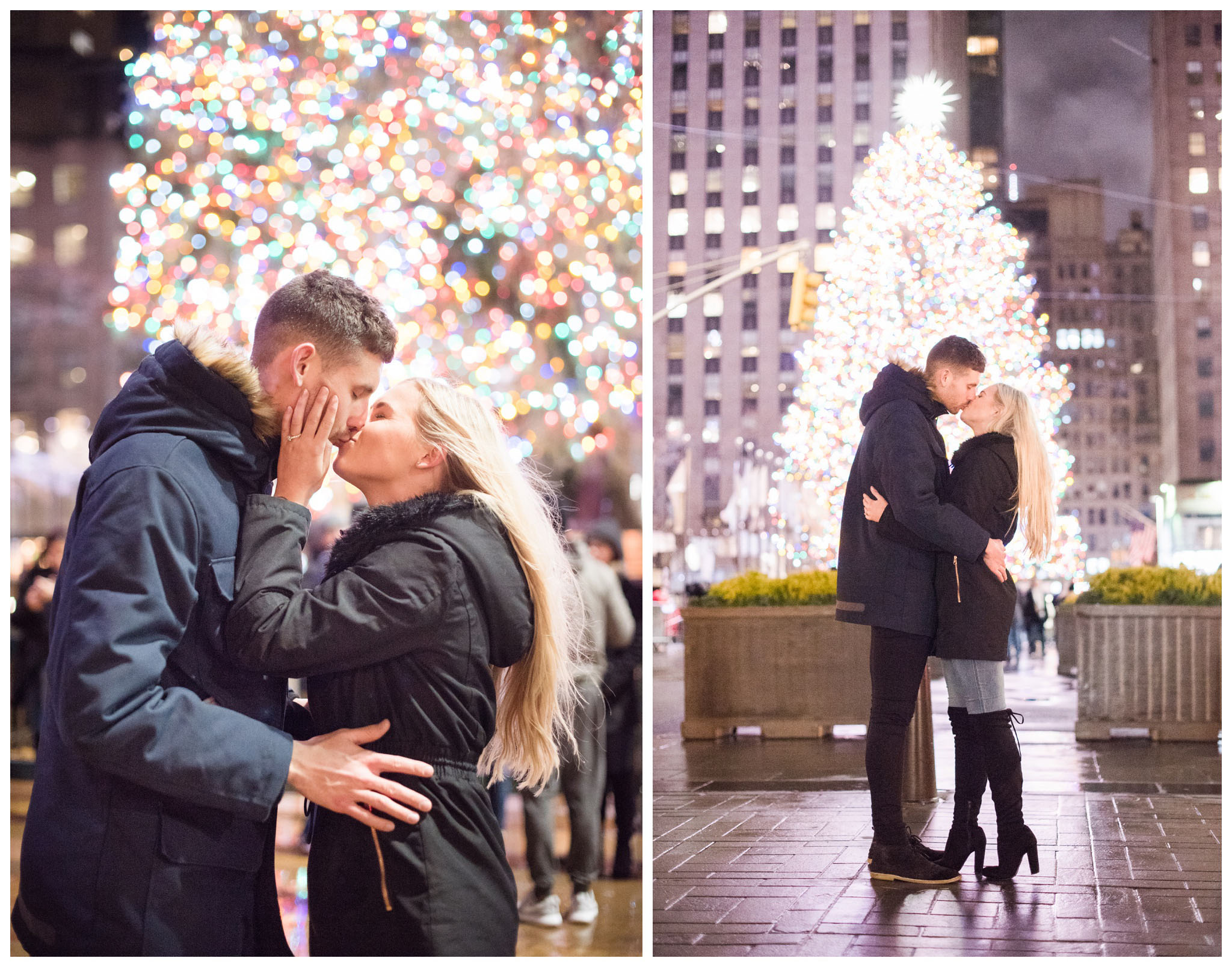 rockefeller center ice rink christmas tree surprise proposal nyc photographer