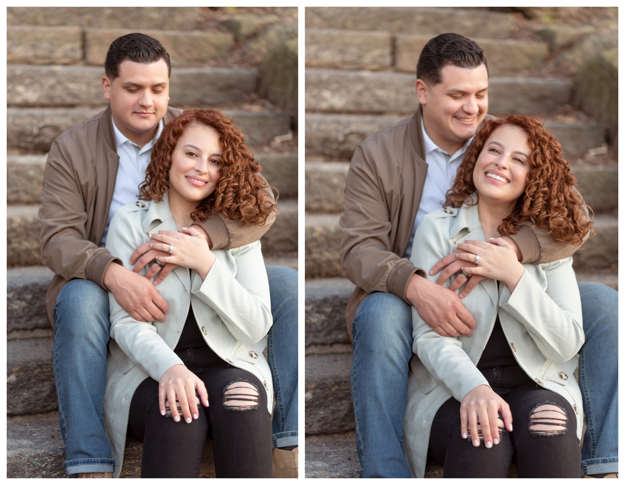 fort tryon park engagement session on the stone steps