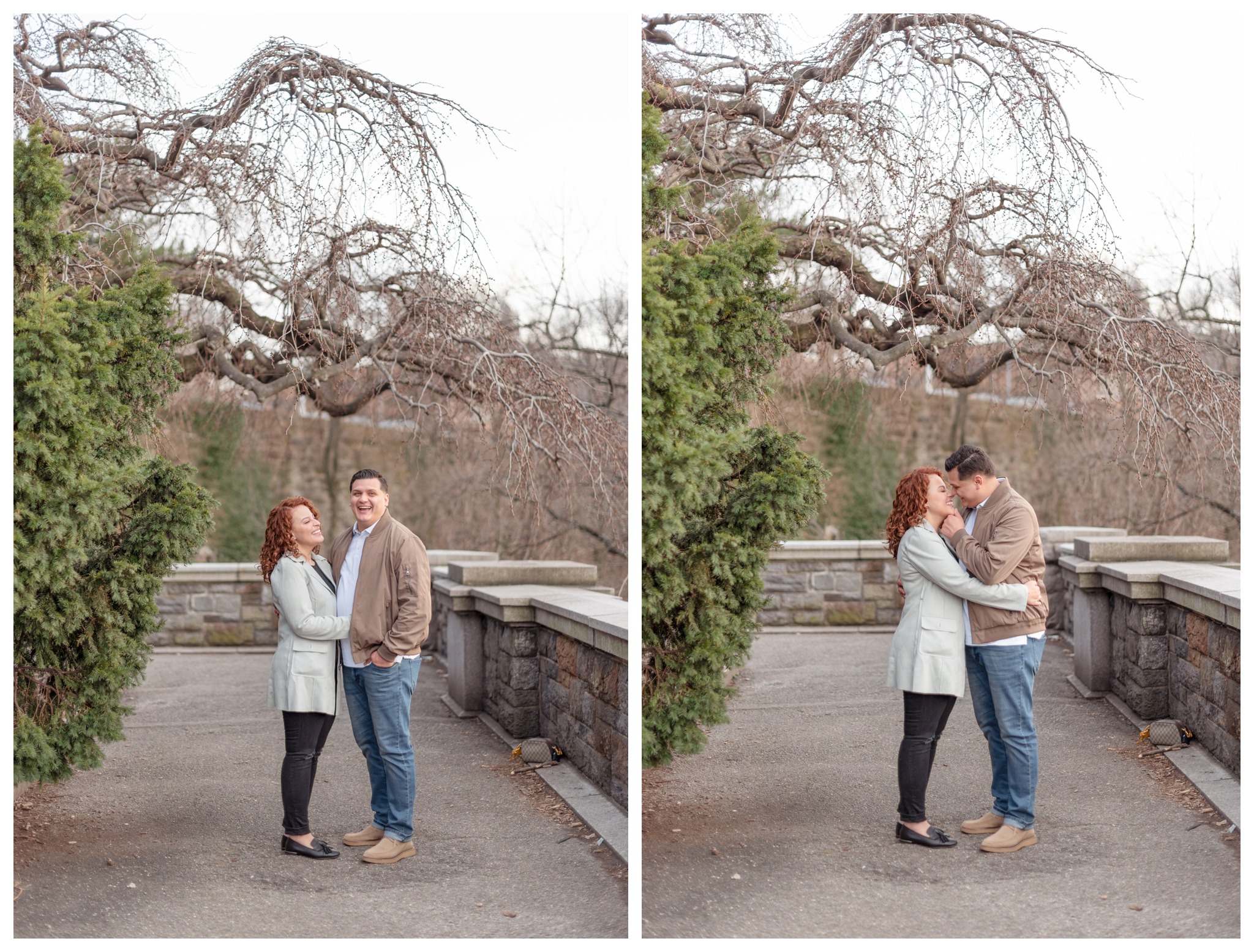 fort tryon park engagement session at the hudson river lookout