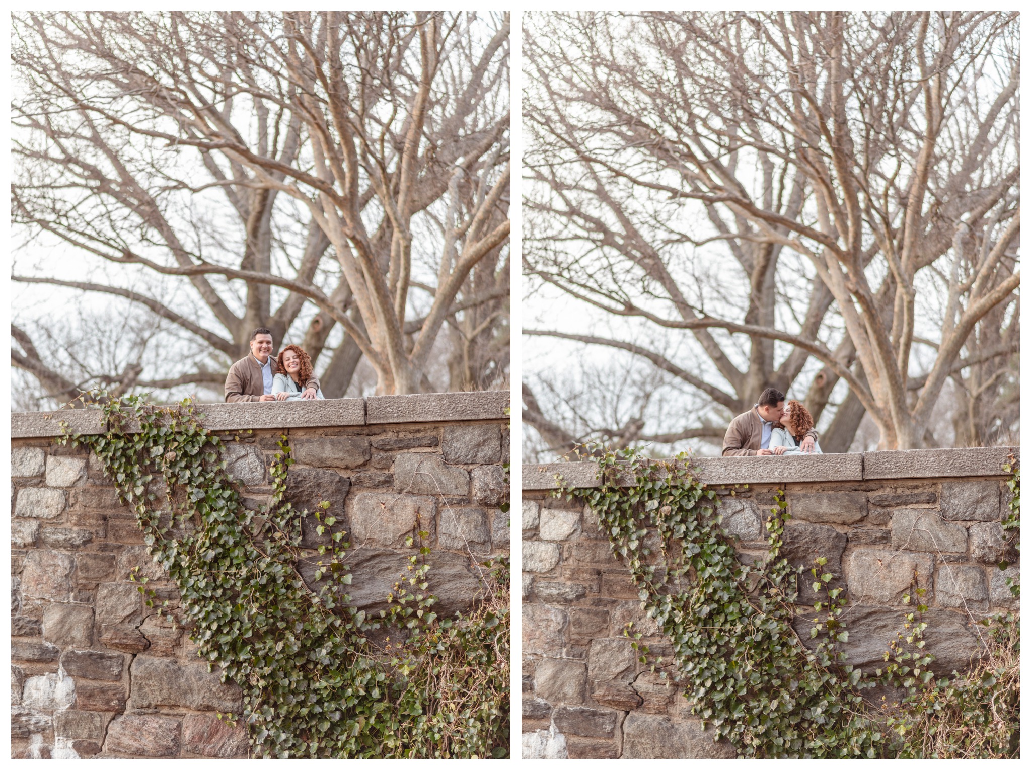 fort tryon park engagement session at the hudson river lookout