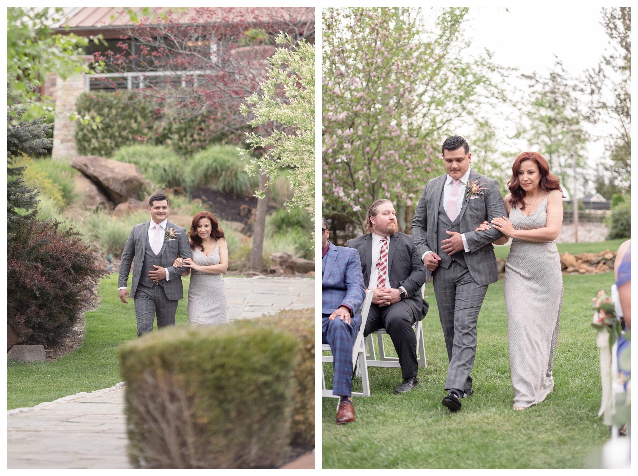 stone house stirling ridge spring outdoor wedding ceremony on the lawn