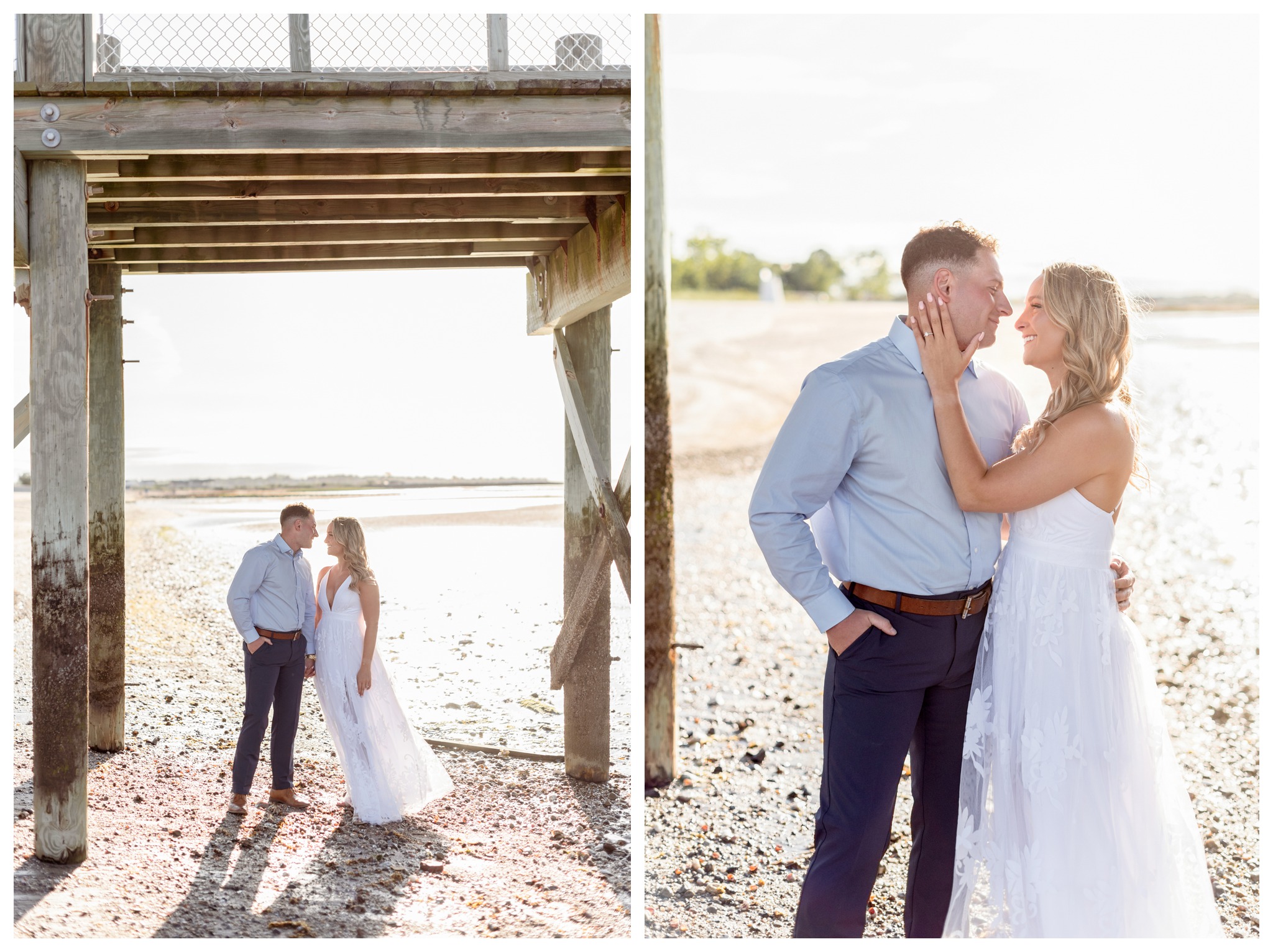 walnut beach engagement session in milford ct at silver sands beach under the pier