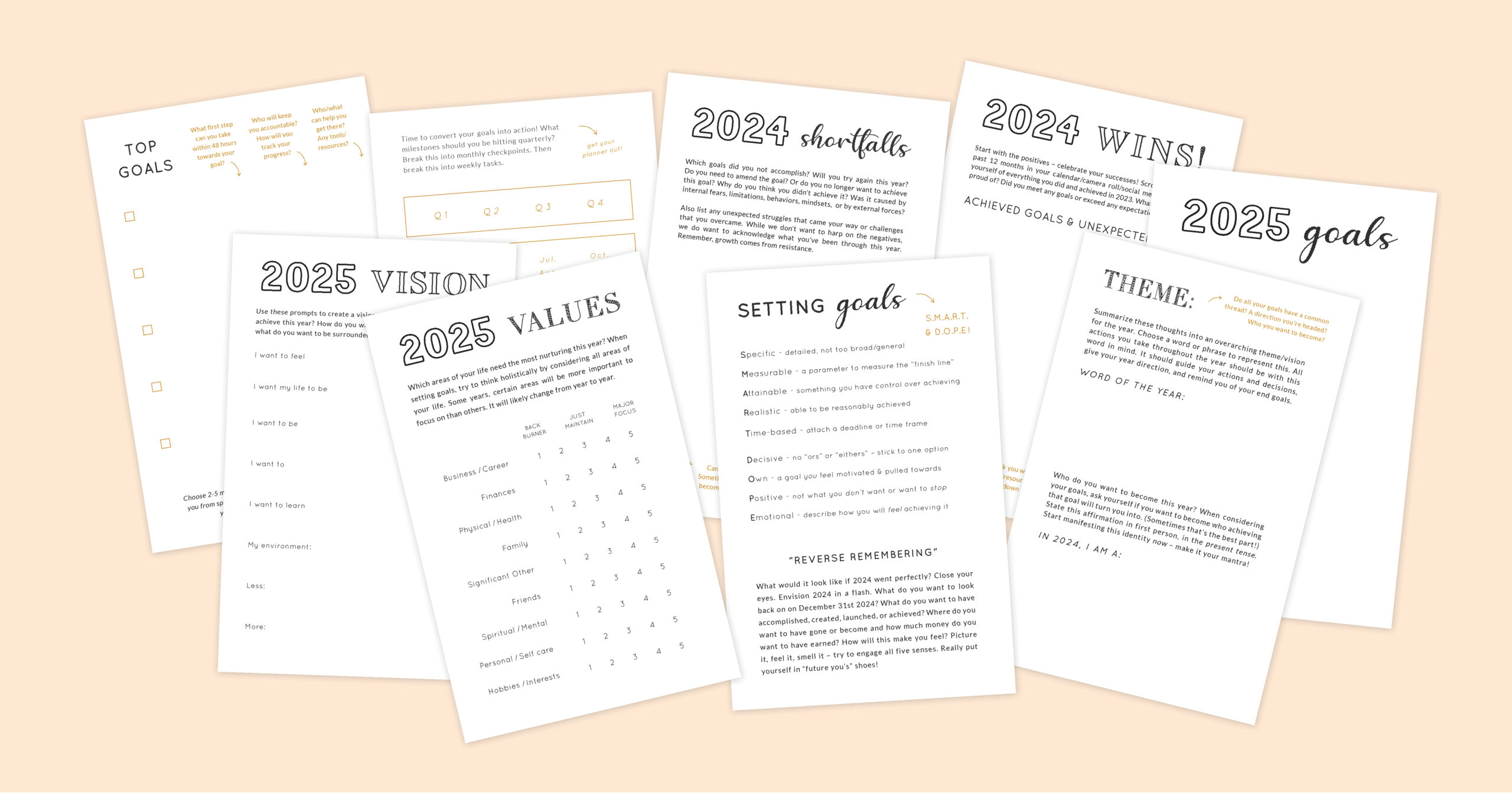 2025 goal setting worksheets free download