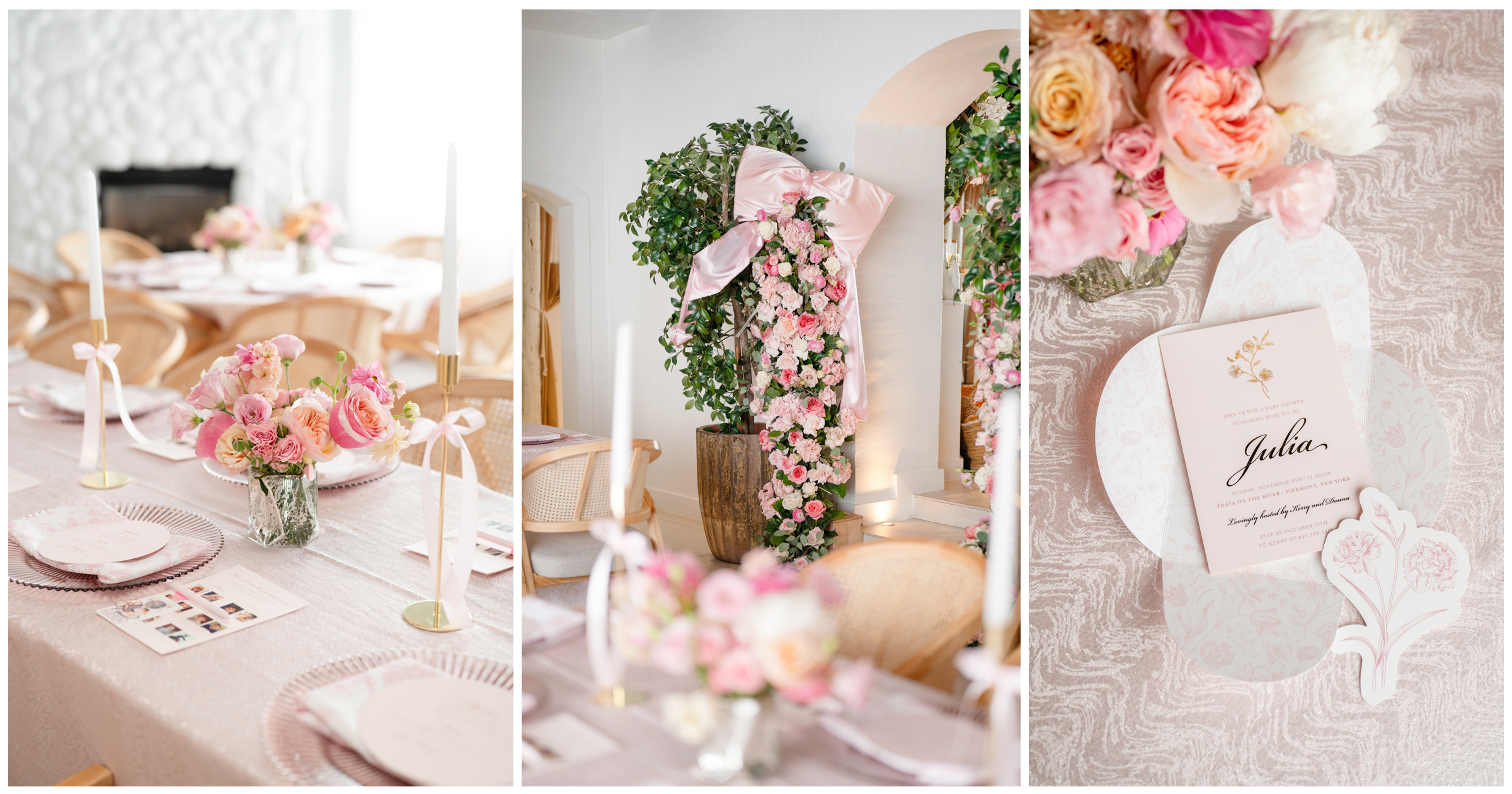 pink baby girl shower at trata on the river in piermont